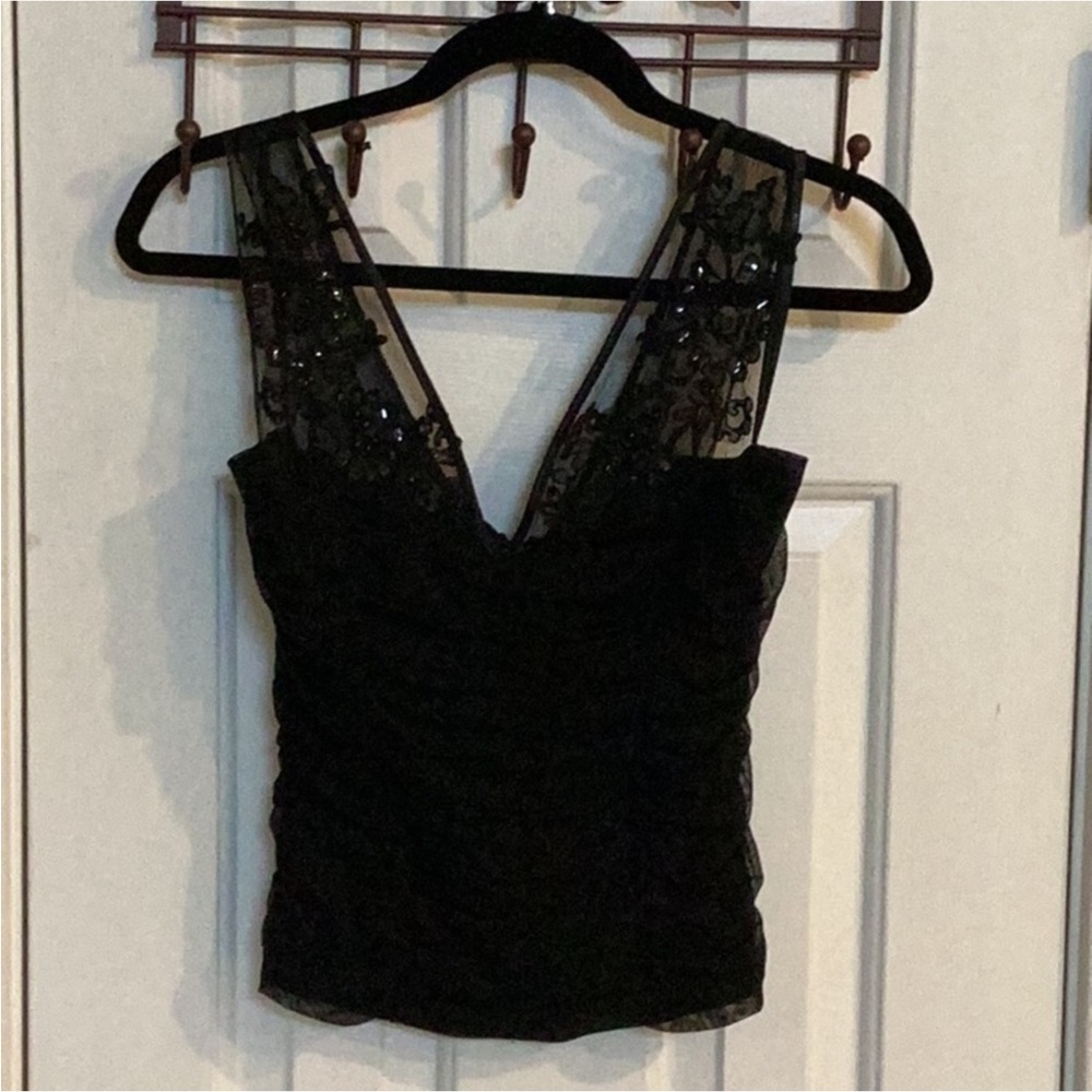Cache Black Lace Sleeveless Top